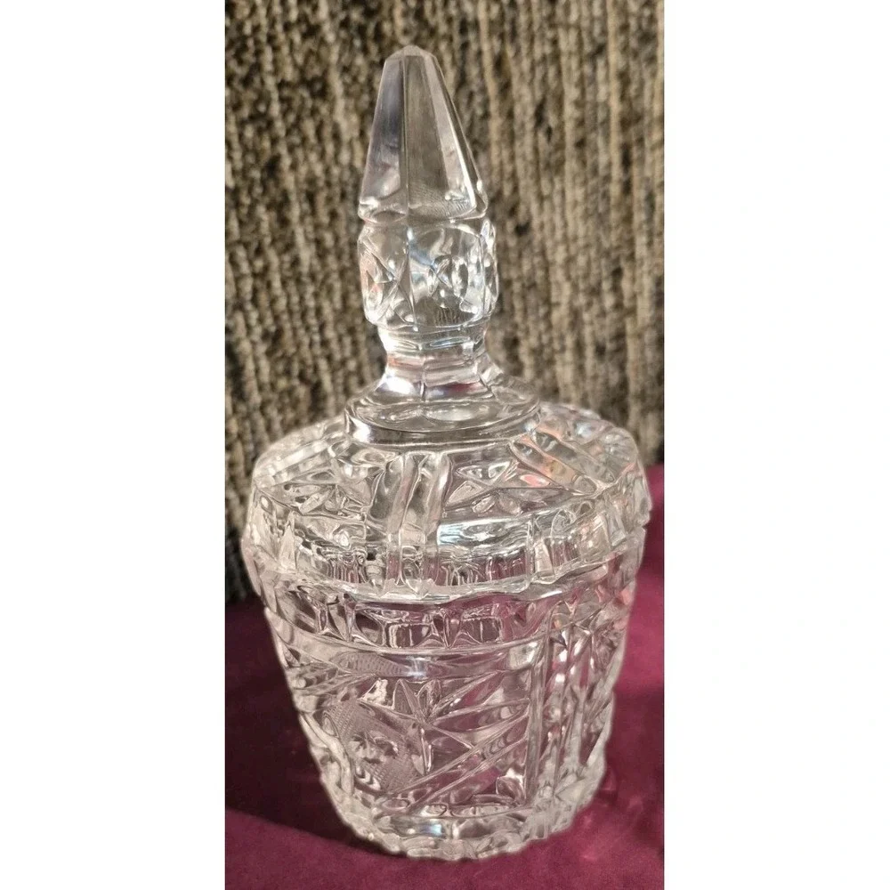 Vintage Avon Crystal Facets Roses Roses Cologne Jar + Glass Decanter Vanity Set
